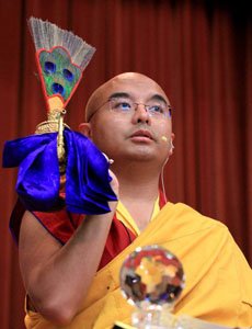 Mingyur Rinpoche with Peacock Feather